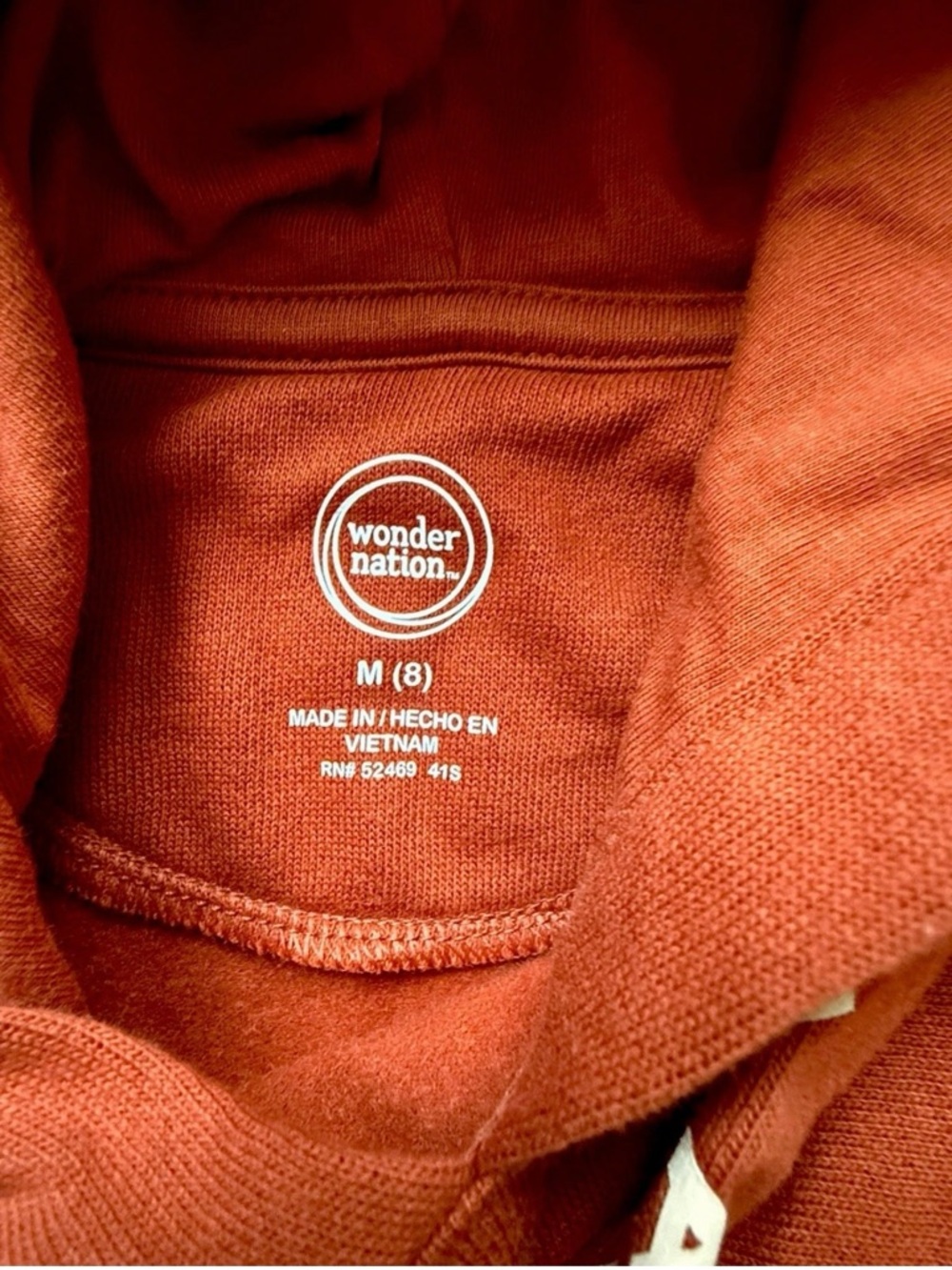 wonder nation Boy’s M 8 Rust Orange Kids' Graphic Hoodie Sweatshirt Pullover NWT - Picture 4 of 7